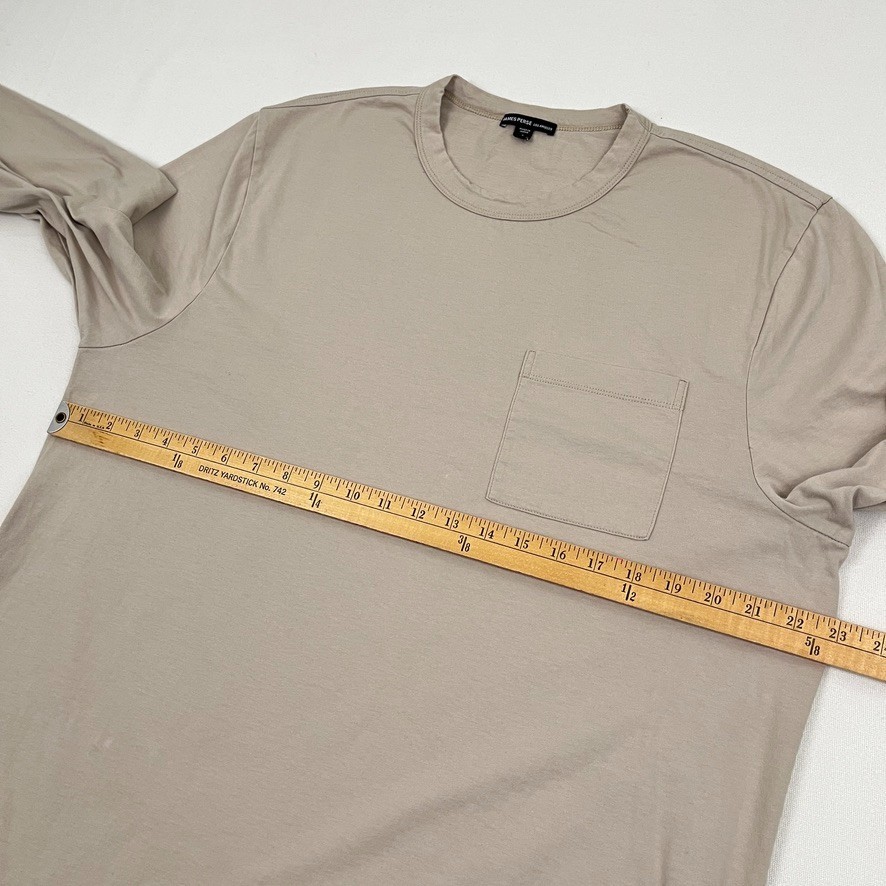James Perse Men XL (4) Beige Long Sleeve Pocket Cotton Crew Casual Made in Japan gallery