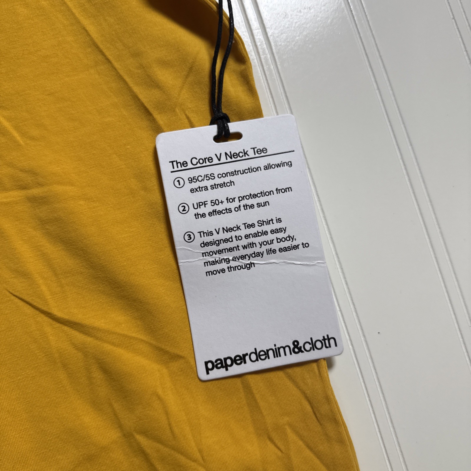 Paper Denim & Cloth L Men's UPF 50+ Sun Protection Yellow VNeck T-Shirt Large gallery