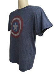 Captain America Marvel Comics Blue Graphic T-Shirt Medium Stretch 50/50 Cotton