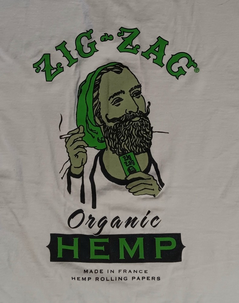 Zig Zag Rolling Papers t-shirt organic hemp NEW nwot pot ganja hippie marijuana