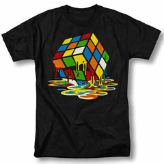 Melting Rubik Cube Shirt, Optical Illusion Graphic Tee, Abstract Puzzle T-Shirt