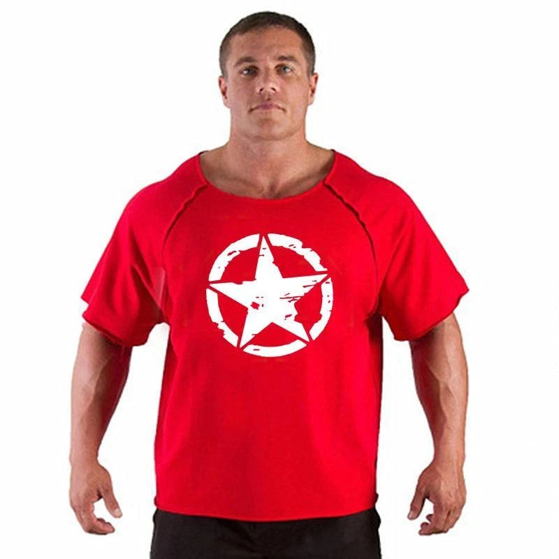 Men's T Shirts Fitness Men Bodybuilding Shirt Batwing Sleeve Rag Shirt Gym gallery
