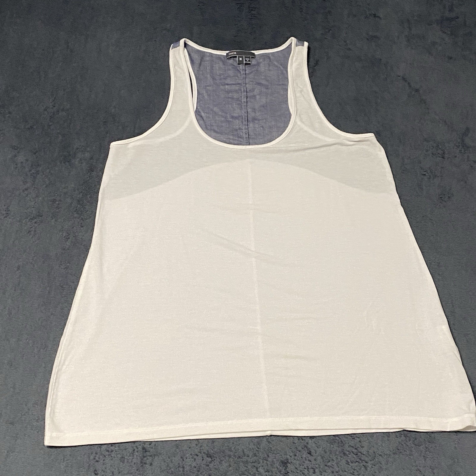 Vince Shirt Mens M White Blue Tank Top Scoop Neck Lightweight Elevated Basic gallery