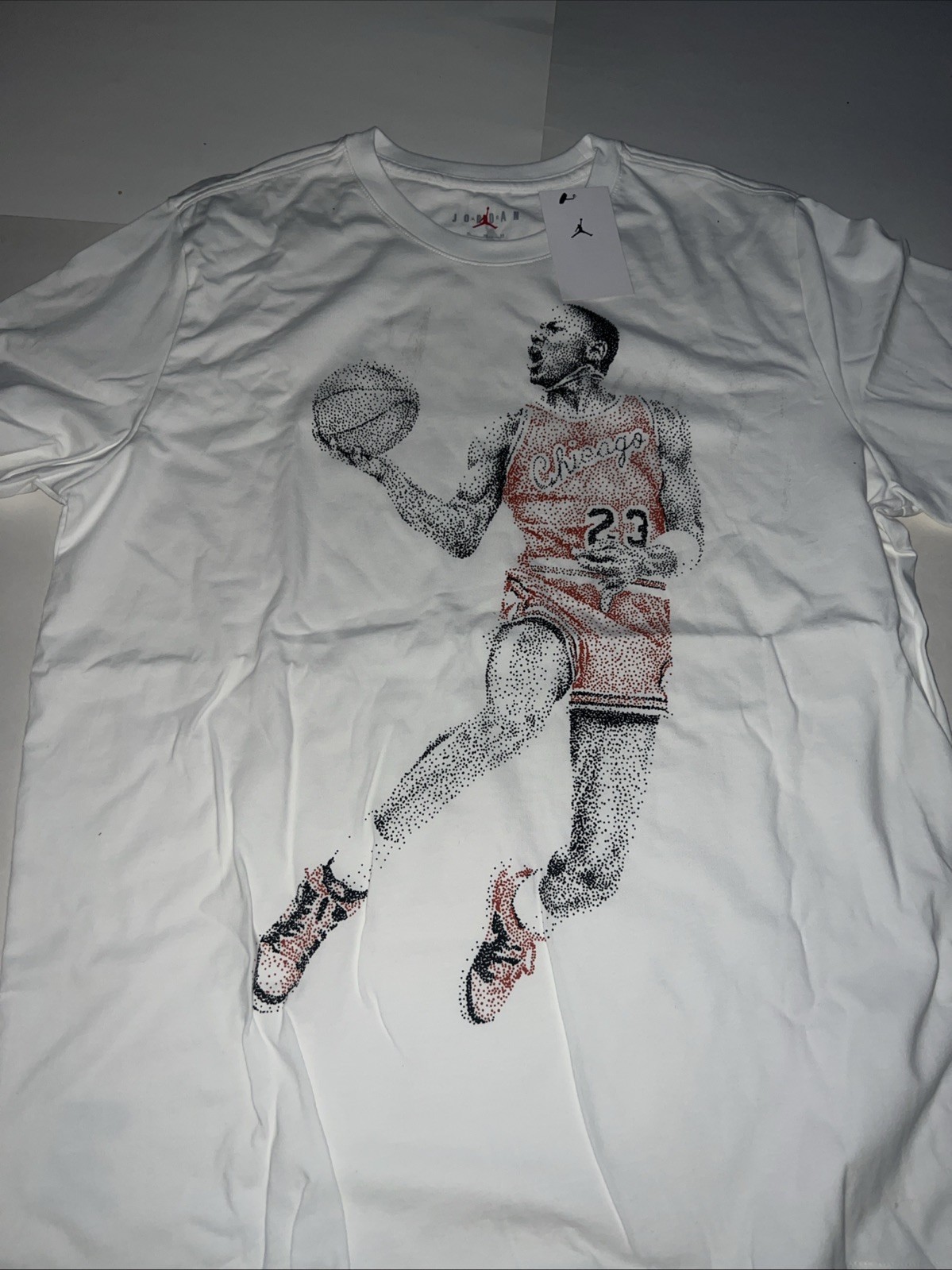 Nike Jordan Dot Graphic Jumpman Men’s White T-Shirt Sz XL FZ1936-100 Bred