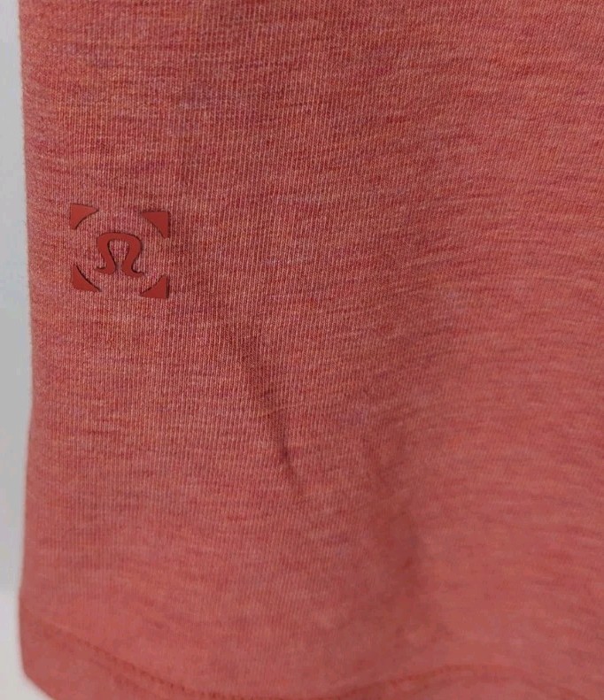 Lululemon T Shirt Mens Medium Coral Red V Neck Performance Short Sleeve Tee Gym gallery