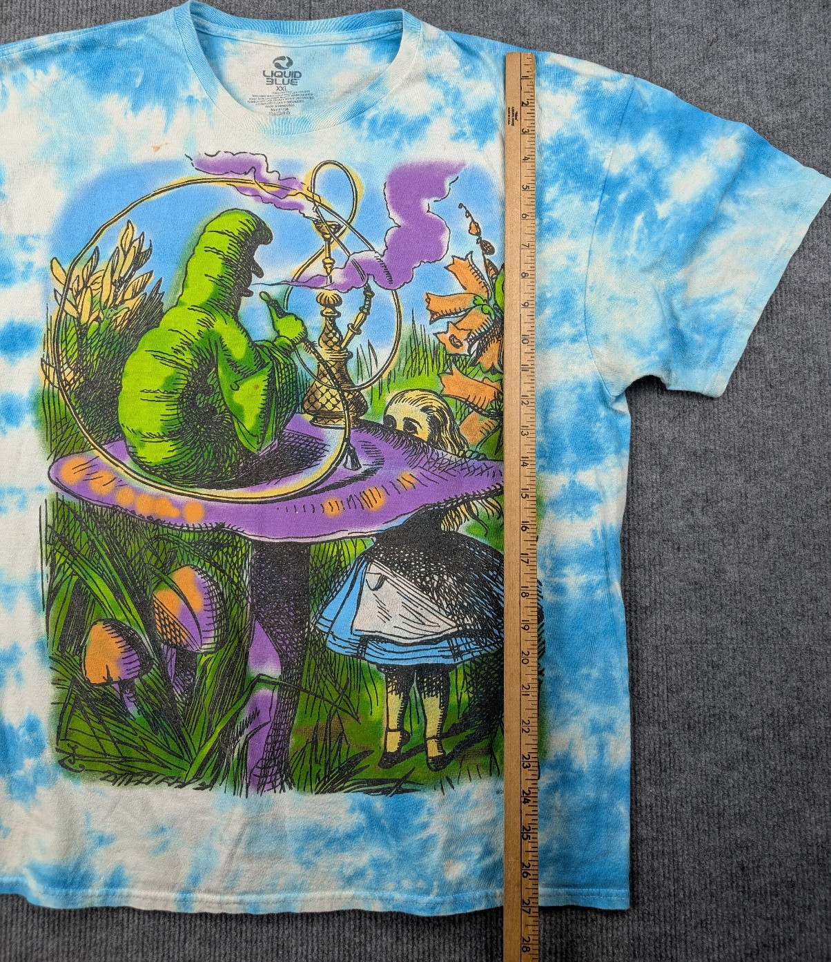 Liquid Blue Alice In Wonderland Shirt Men XXL Tie Dye Blue Retro Cartoon Graphic gallery