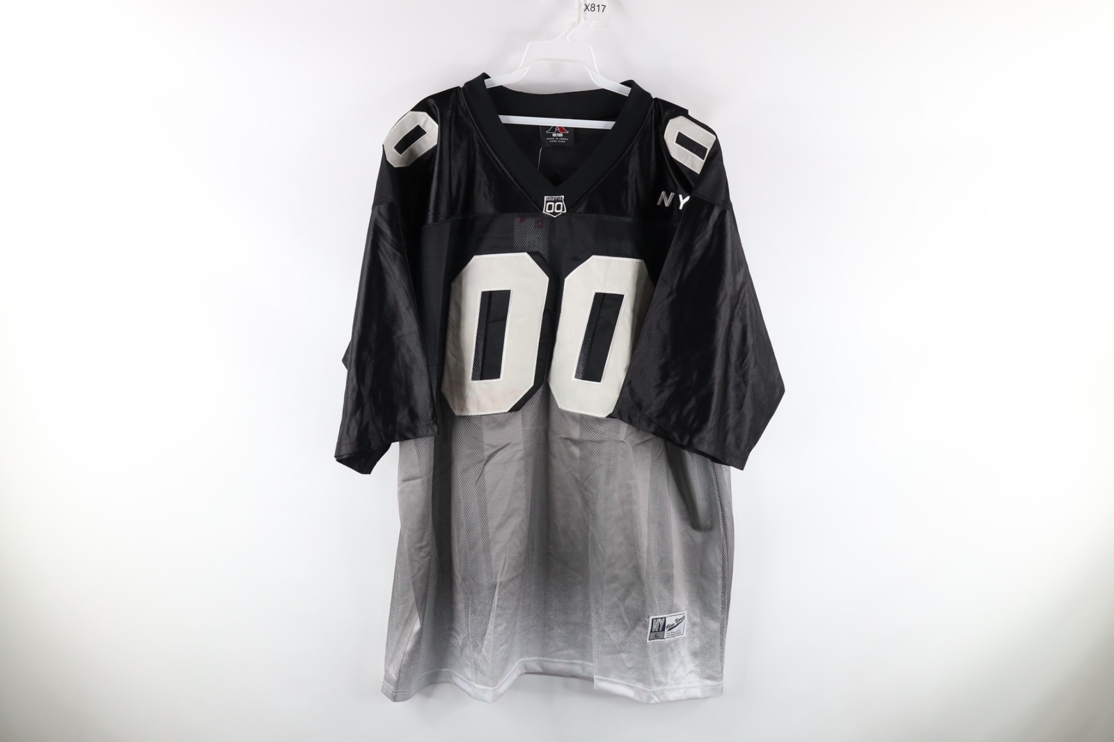 NOS Vtg Streetwear Mens Large Striped New York Hip Hop Spell Out Football Jersey