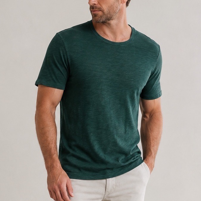 ATM Slub Cotton Tee Men’s Small Green Crew Neck Casual Minimalist Modern