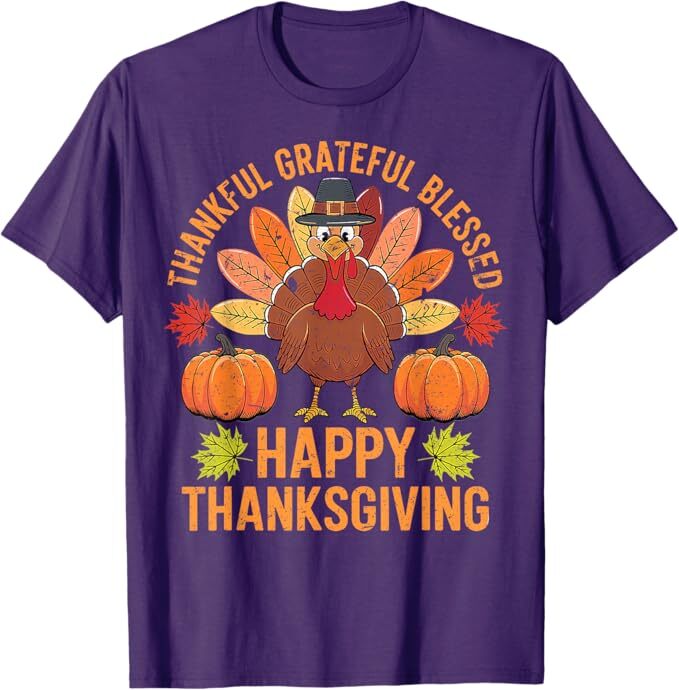 Thankful Grateful Blessed Turkey Men Women Happy Thanksgiving Unisex T-Shirt gallery