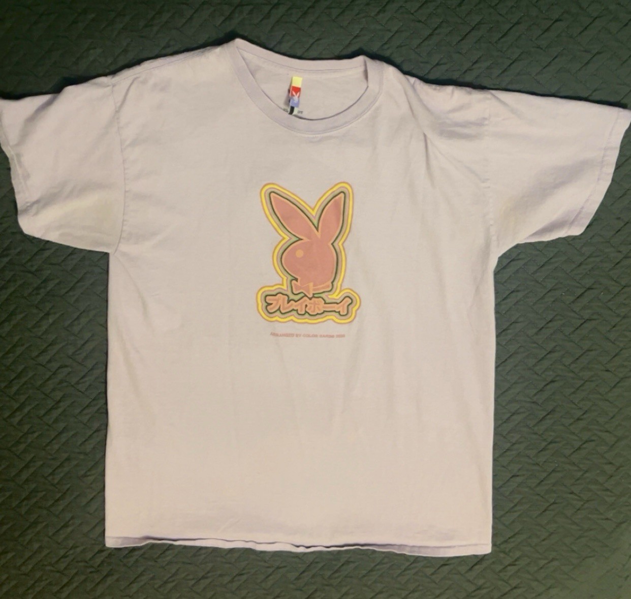 Men’s Playboy Color Bars Tokyo Japan Rabbit Purple Graphic Shirt Size Large gallery