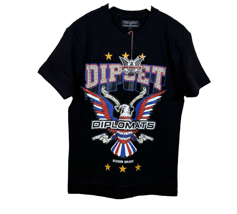 Dipset Diplomats Reason T-Shirt Men Size Medium Black Rhinestone Graphic Tee NEW