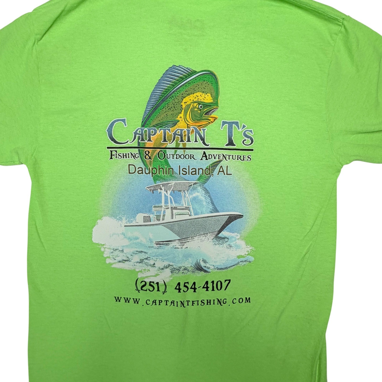 Fisherman Boat Medium Cotton Shirt Captain Fishing Neon Green Dauphin Gorpcore gallery