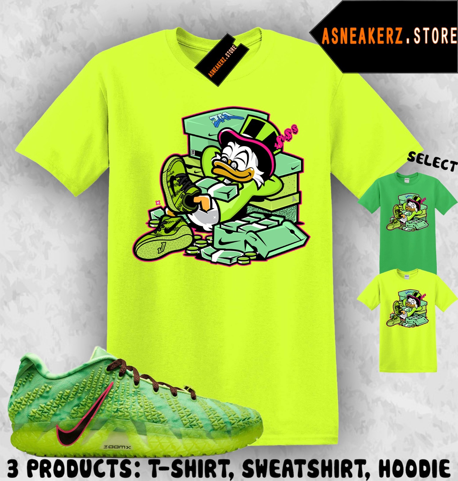 Shirt Match Ja 3 Zombie Spooky Season Sneaker Matching Tee Scrooge Duck T-Shirt gallery