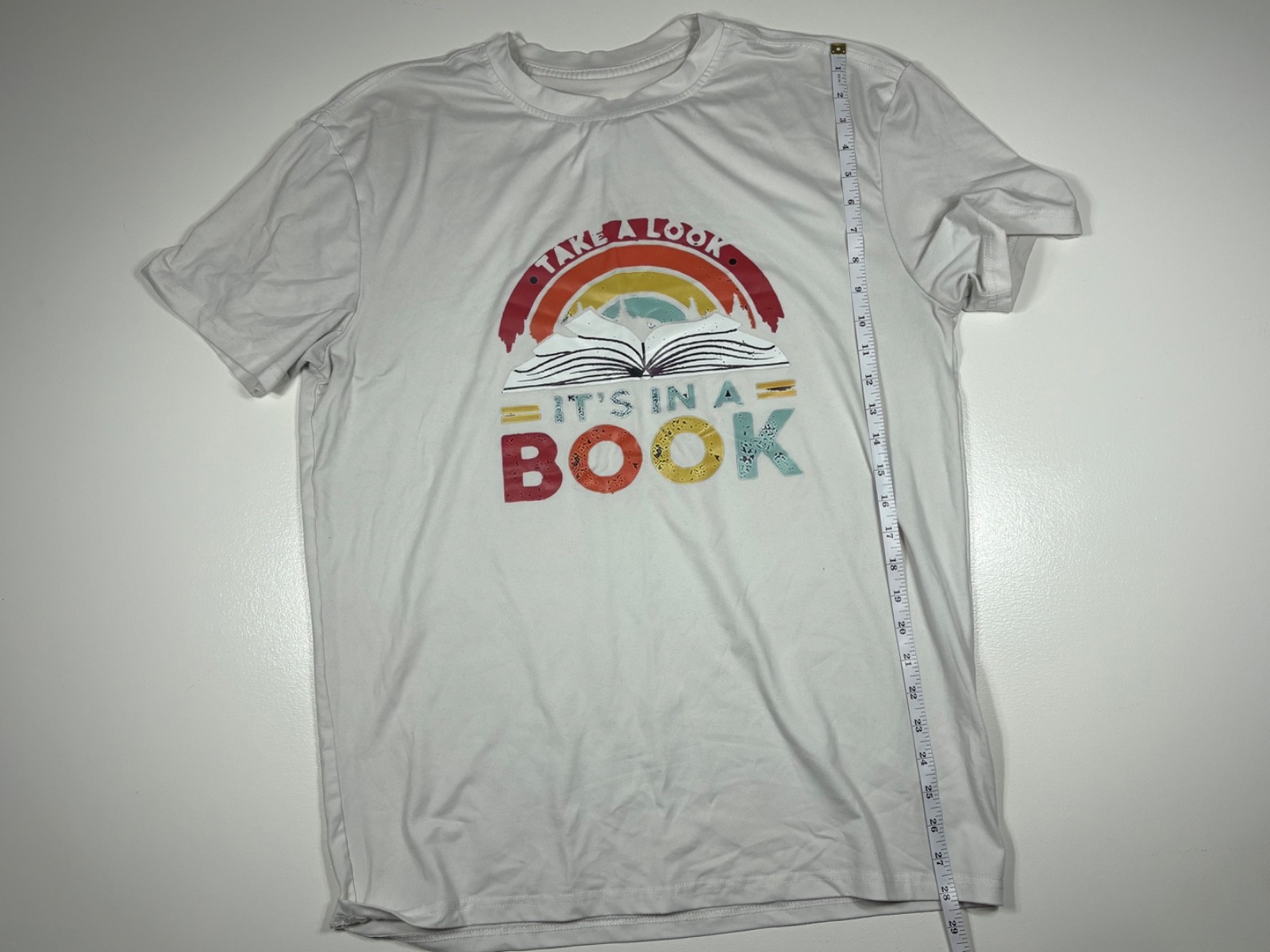 Unbranded T Shirt Adult Unisex Size Unknown White Graphic Reading Book Tee gallery