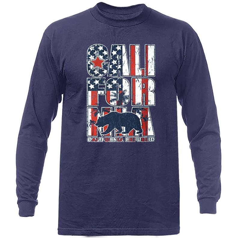 California Republic US Flag American Pride Patriot Graphic Long Sleeve