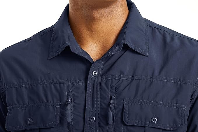 Mens Long Sleeve Cargo Shirt Sun Protection Outdoor Hiking Quick Dry Work Shirts gallery