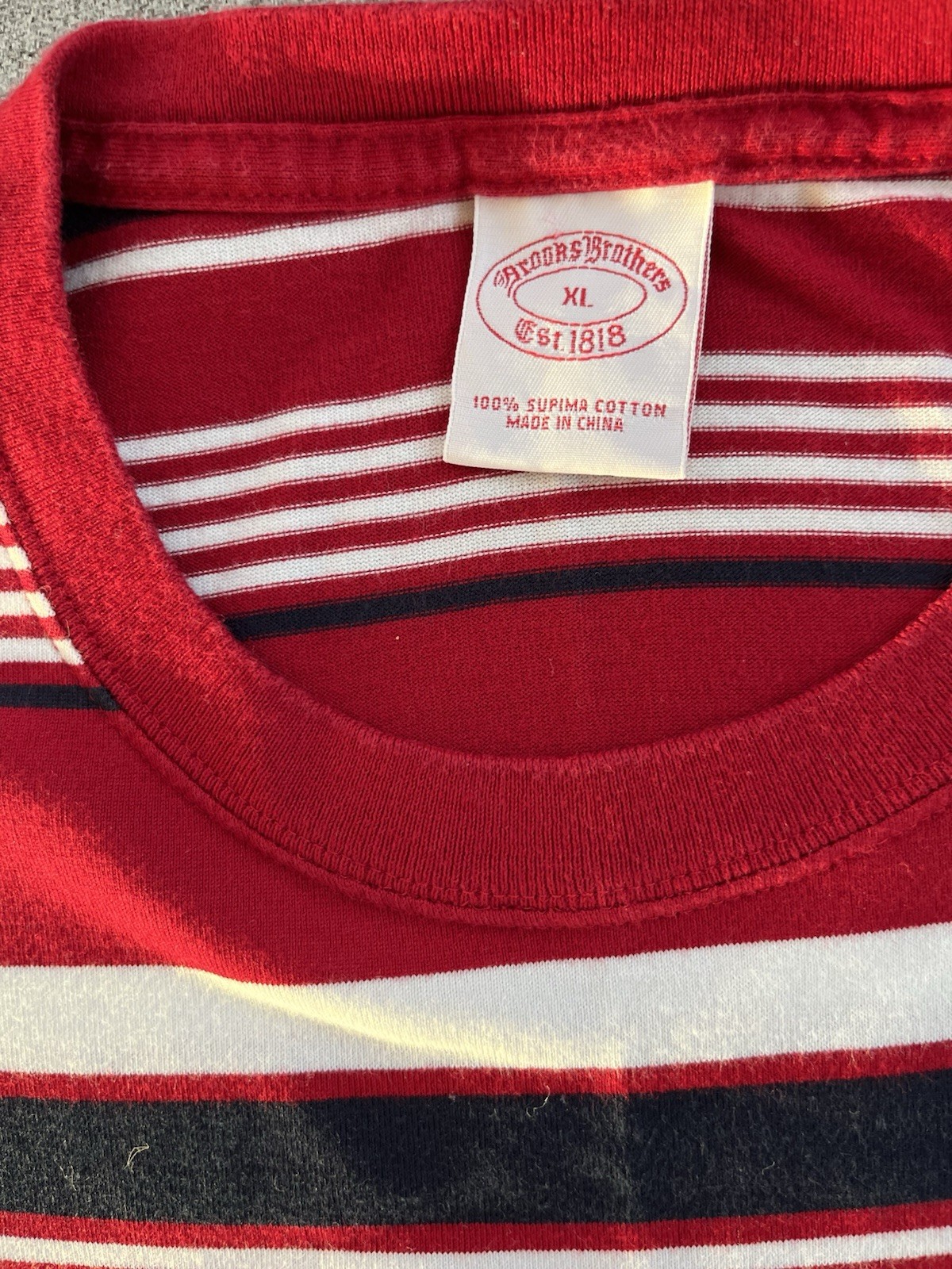 Brooks Brothers XL Red Striped T Shirt Supima Cotton Short Sleeve Logo Casual gallery