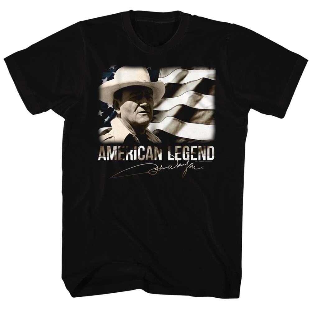 John Wayne American Legend With American Flag TV Movies Men’s T Shirt