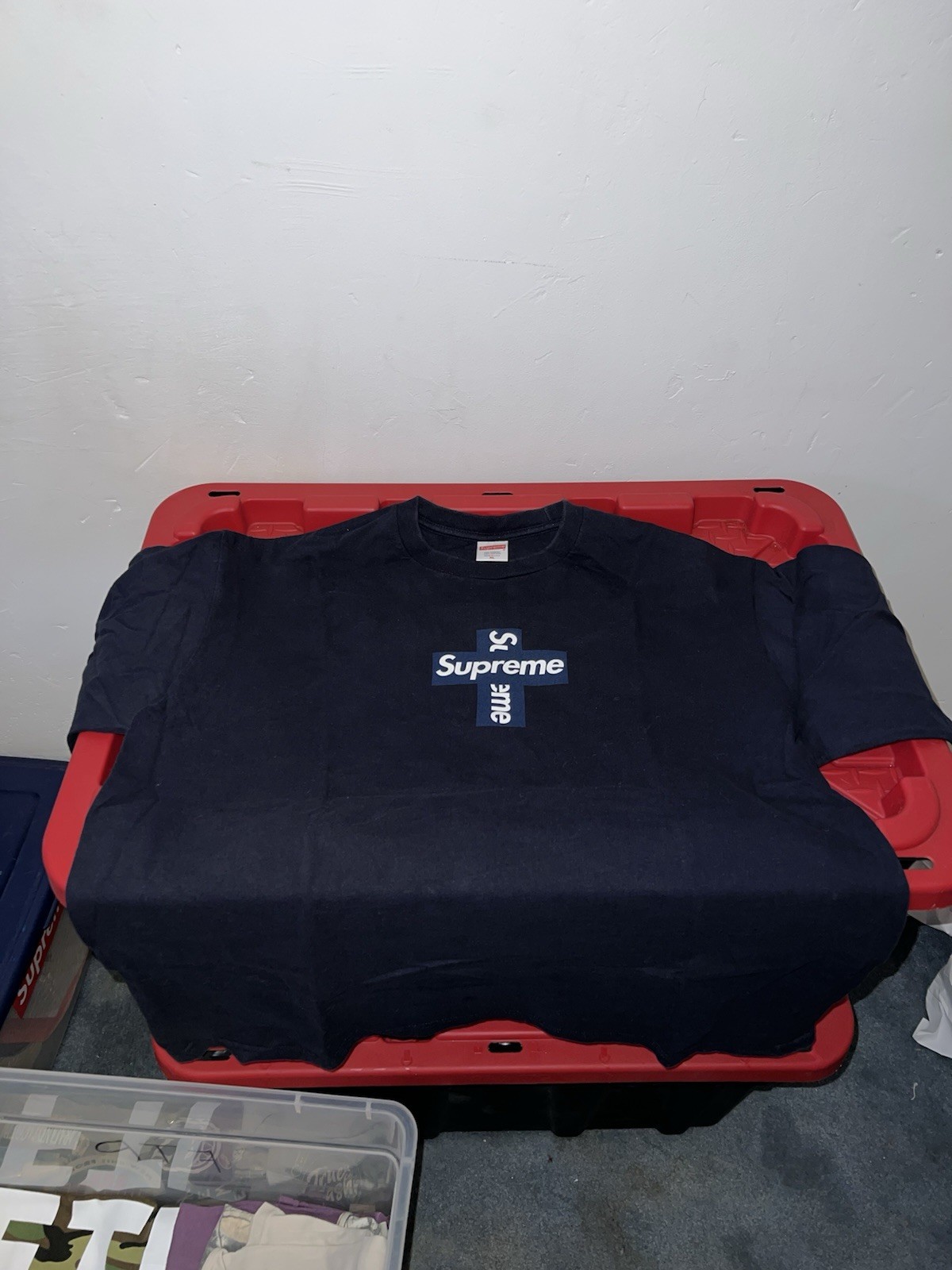 Supreme Cross Box Logo T-shirt Navy XL gallery