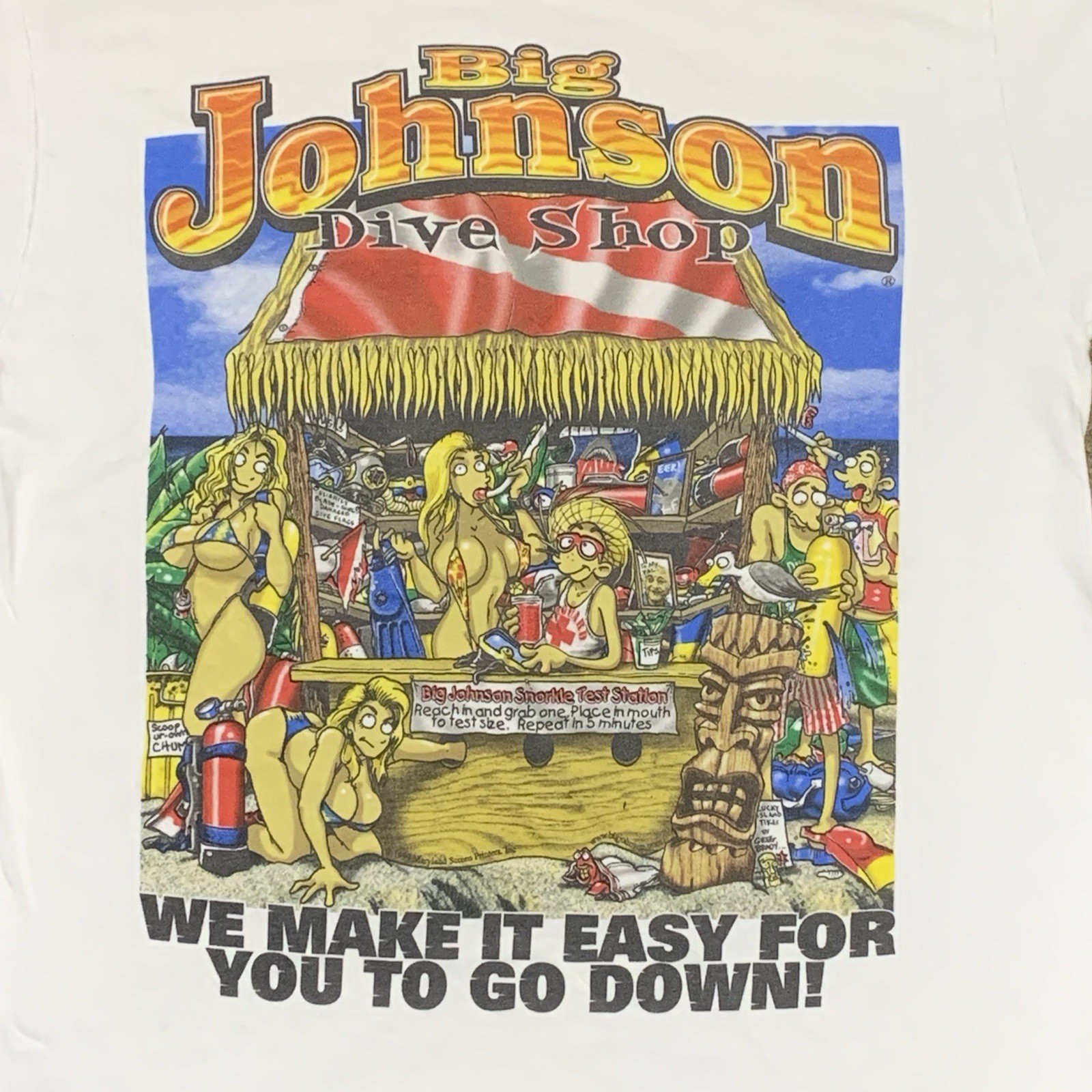 Vtg 90s Big Johnson Mens Medium White Short Sleeve Shirt Funny NSFW Adult Humor gallery