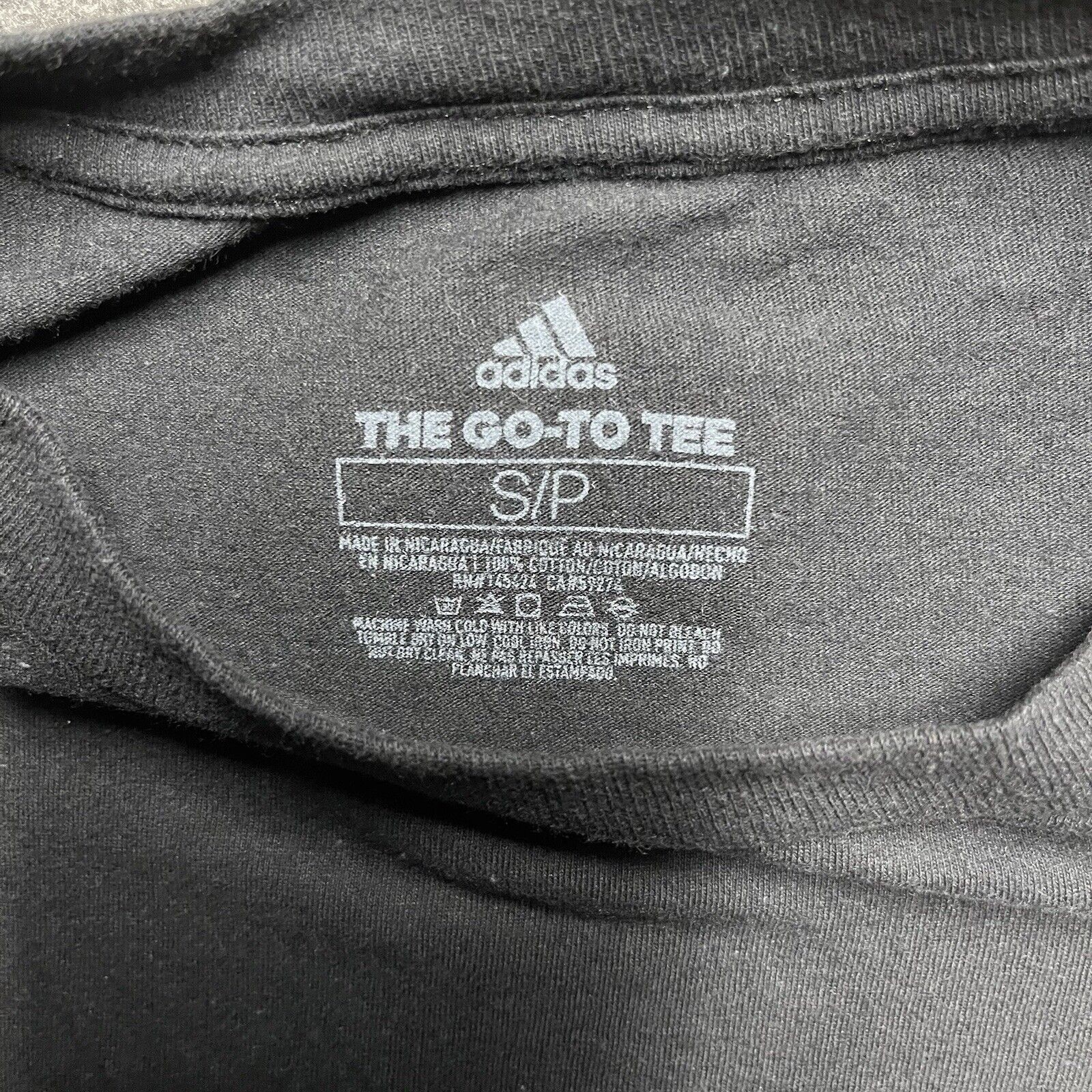 Adidas Go to Tee Shirt Men' Small Black 100% Cotton Short Sleeve Three Stripes gallery