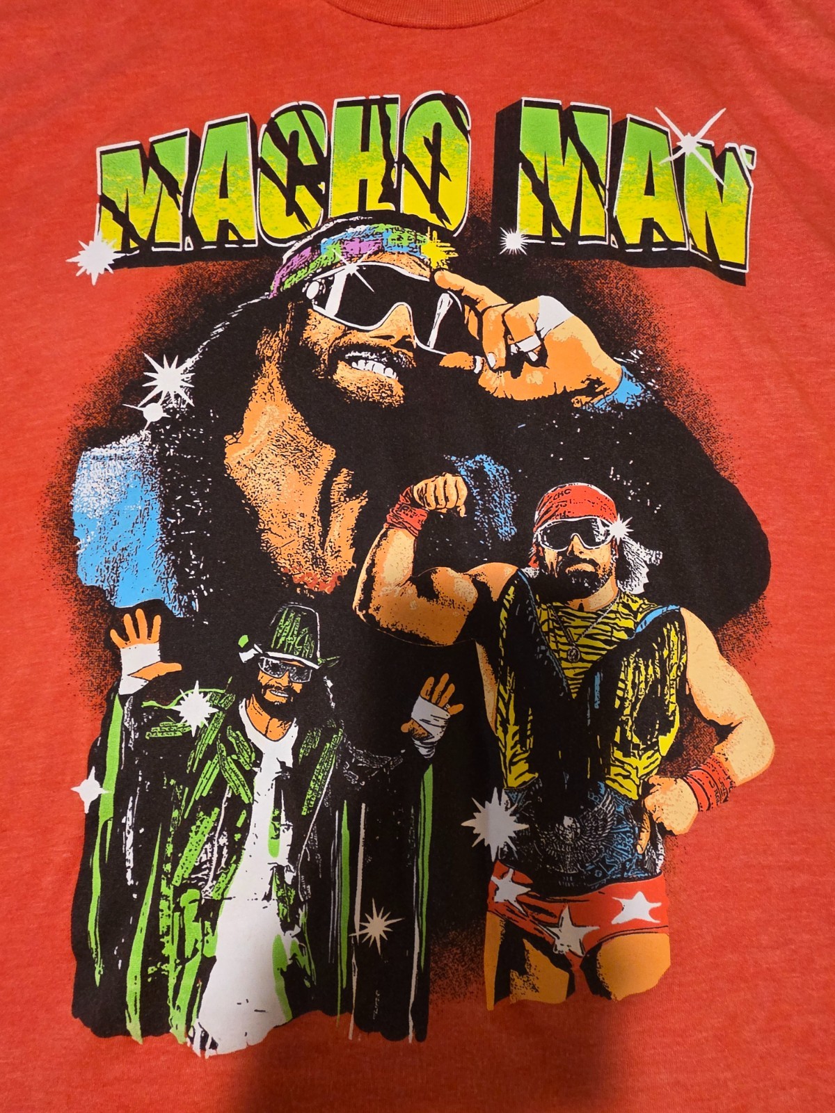 WWE Official Macho Man Orange Soft Ripple Junction T-Shirt Sz Large Excellent gallery