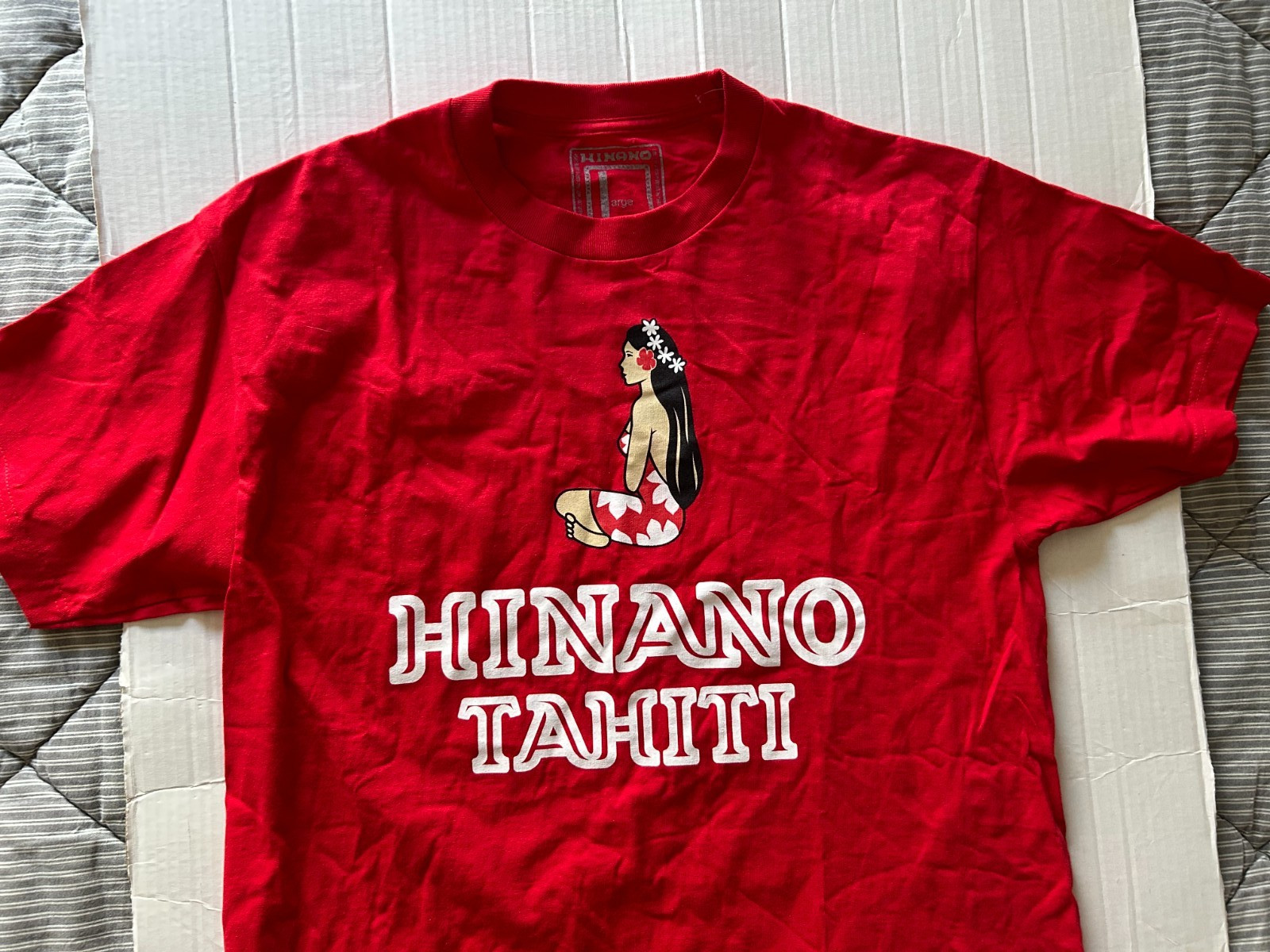 HINANO TAHITI TAHITIAN GIRL SIZE L RED SHORT SLEEVE T-SHIRT...SEE DESCRIPTION gallery