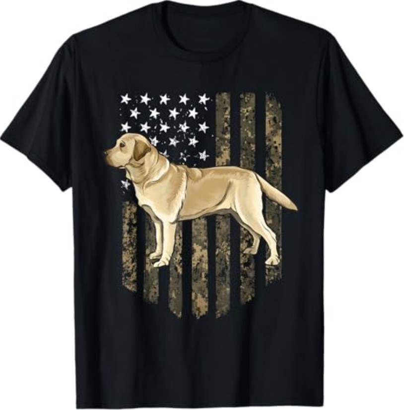 Camo American Flag Yellow Labrador Retriever 4th of July USA T-Shirt gallery