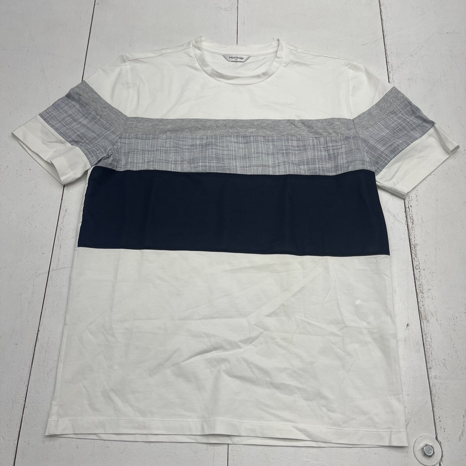 Mind Bridge White Blue Gray Colorblock T Shirt Mens Size 100