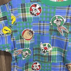 Looney Tunes Shirt Size S Plaid Bugs Bunny Pepe Tweety Taz Sylvester 90s Vintage