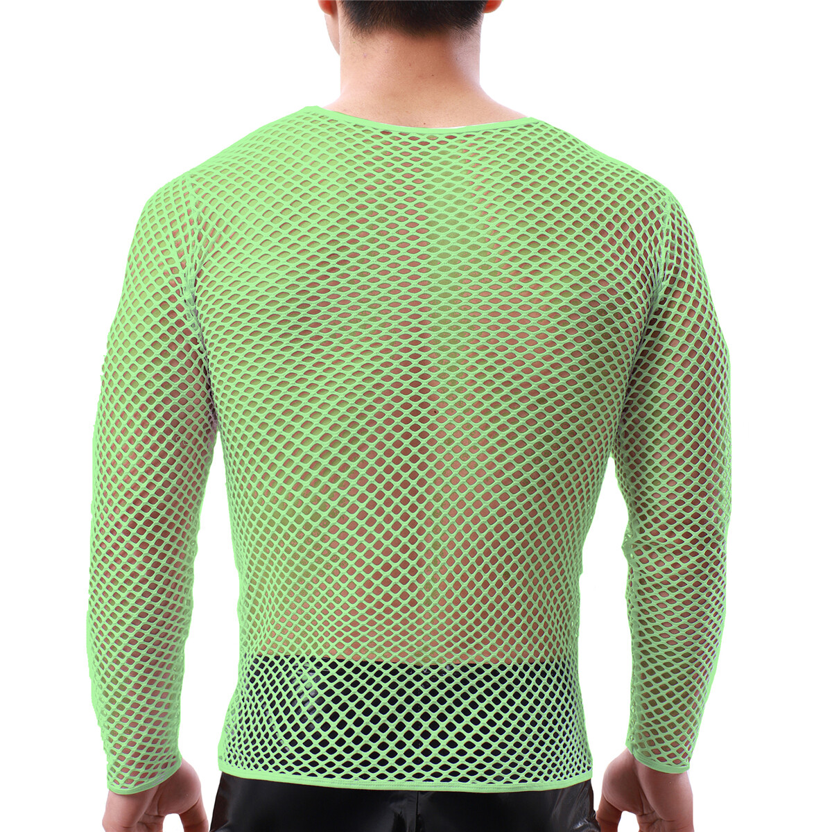 Mens Fishnet Shirts Mesh Transparent Long-Sleeve Muscle T-Shirt Undershirt Tops gallery