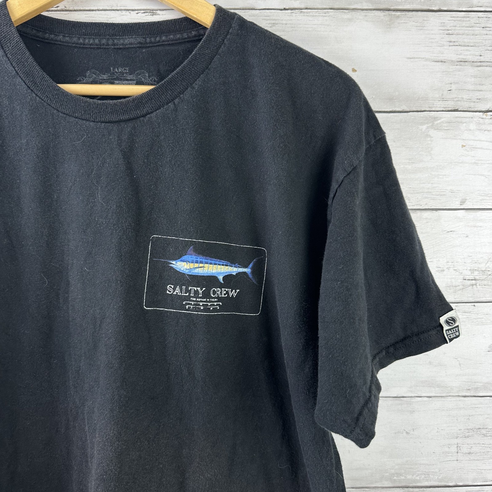 Salty Crew T-Shirt Mens Large Black Graphic Fish Tuna Beach Short Sleeve Tee gallery