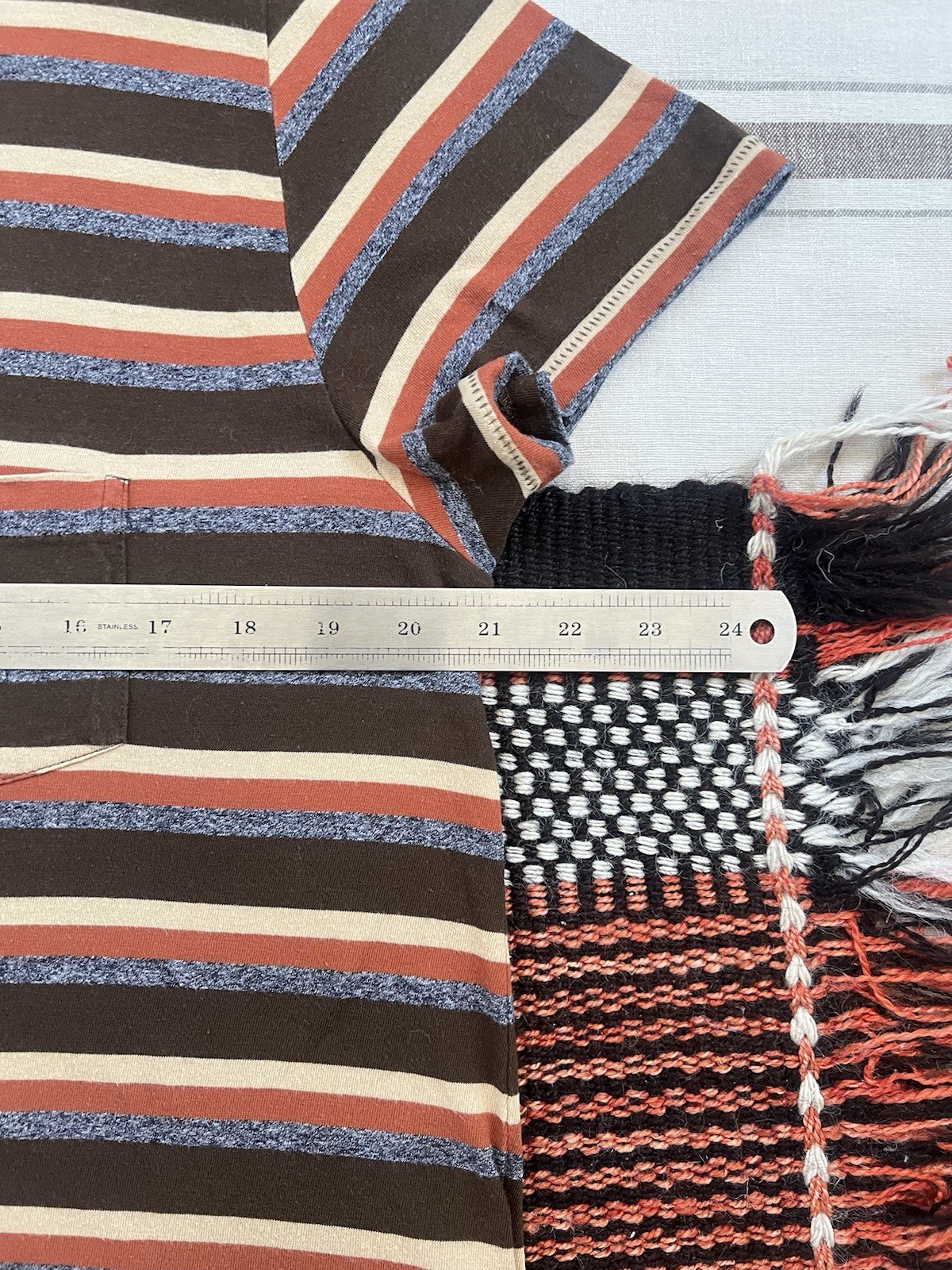 Levis LVC T-Shirt L Stripe 60s Casuals Brown Grey Vintage Clothing Single Stitch gallery