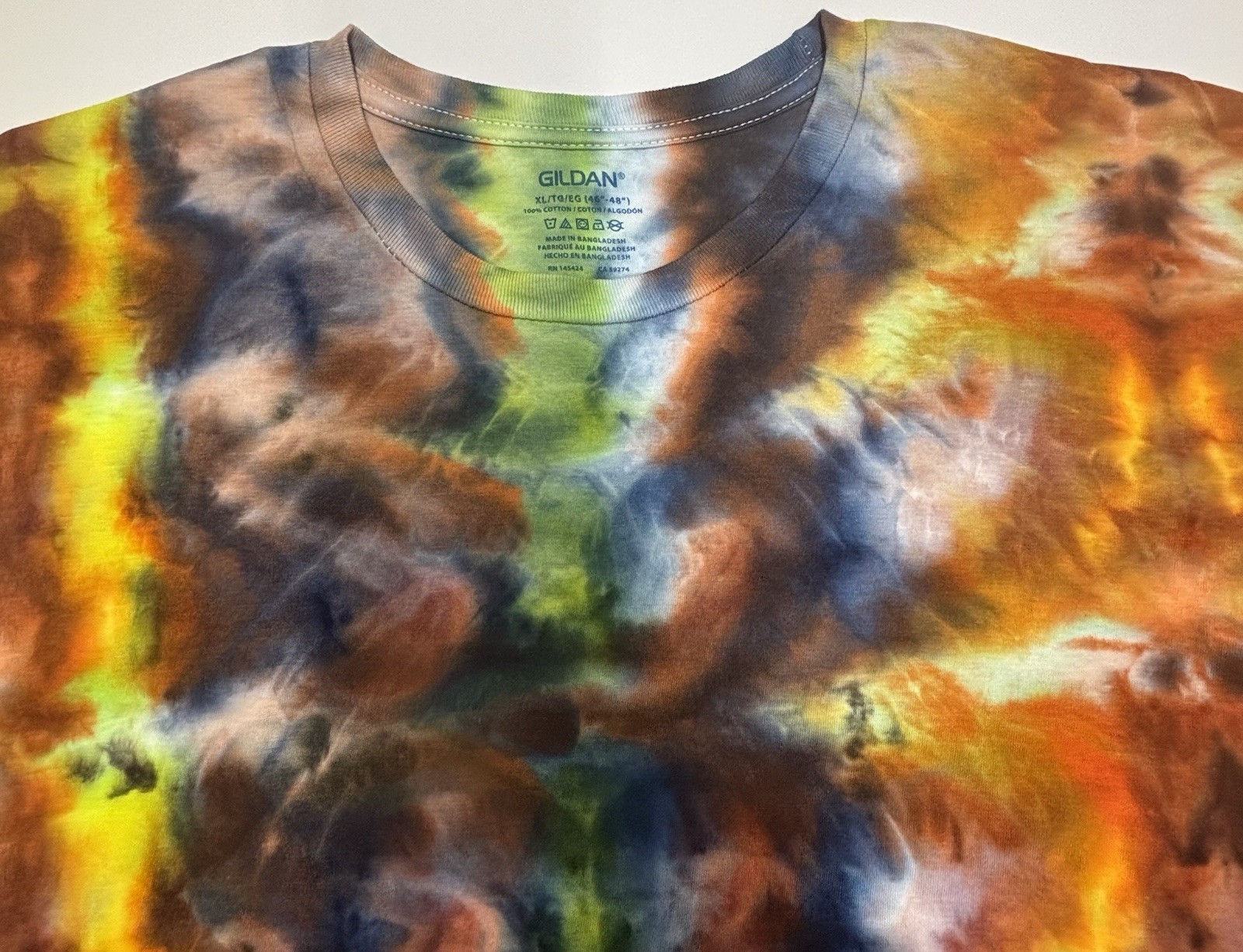 Handmade Ice Tie Dye Adult T-Shirt Unisex Size XL Multicolored Gildan Tee NEW gallery