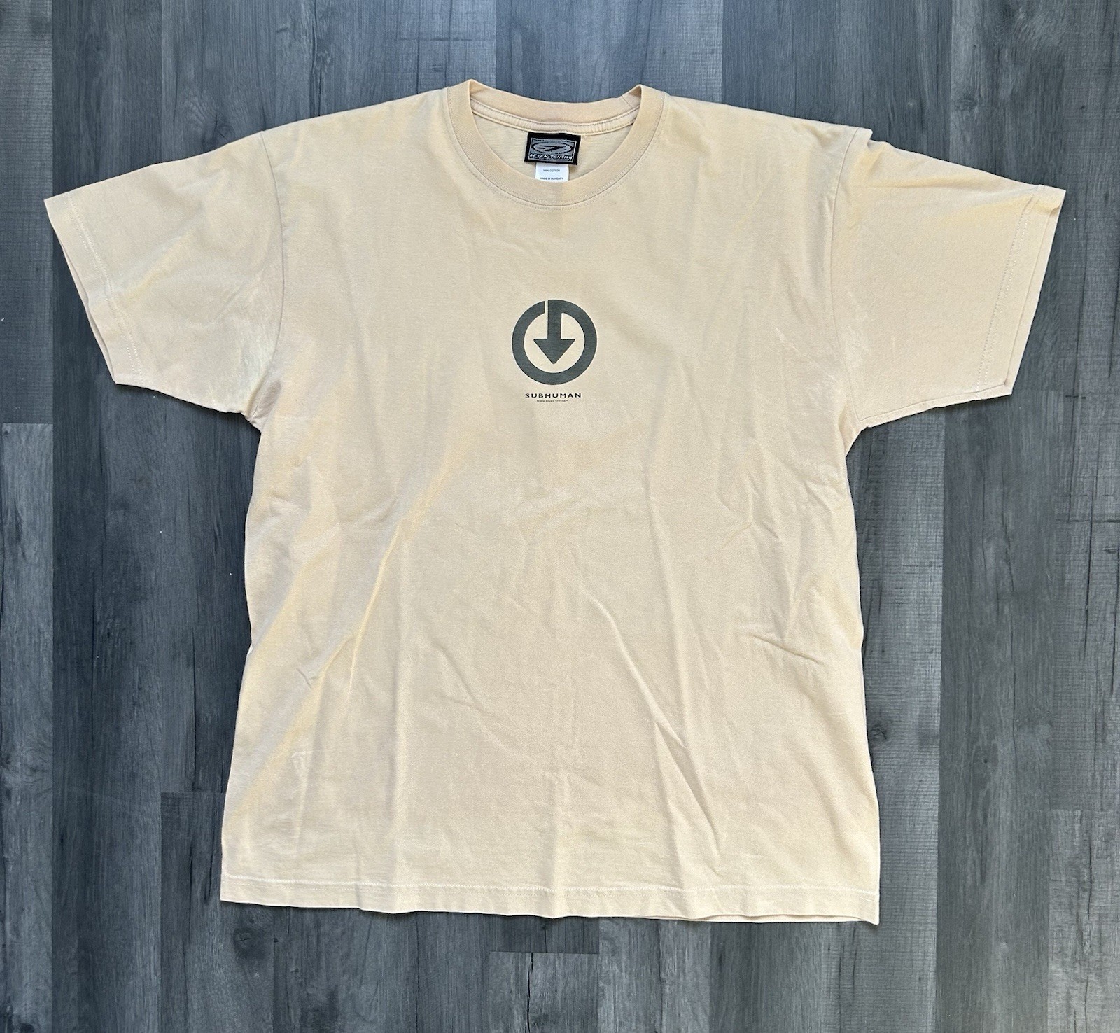 Vintage 90s Seven Tenths Divewear T Shirt Large Beige Scuba 'Subhuman' Tee Rare gallery