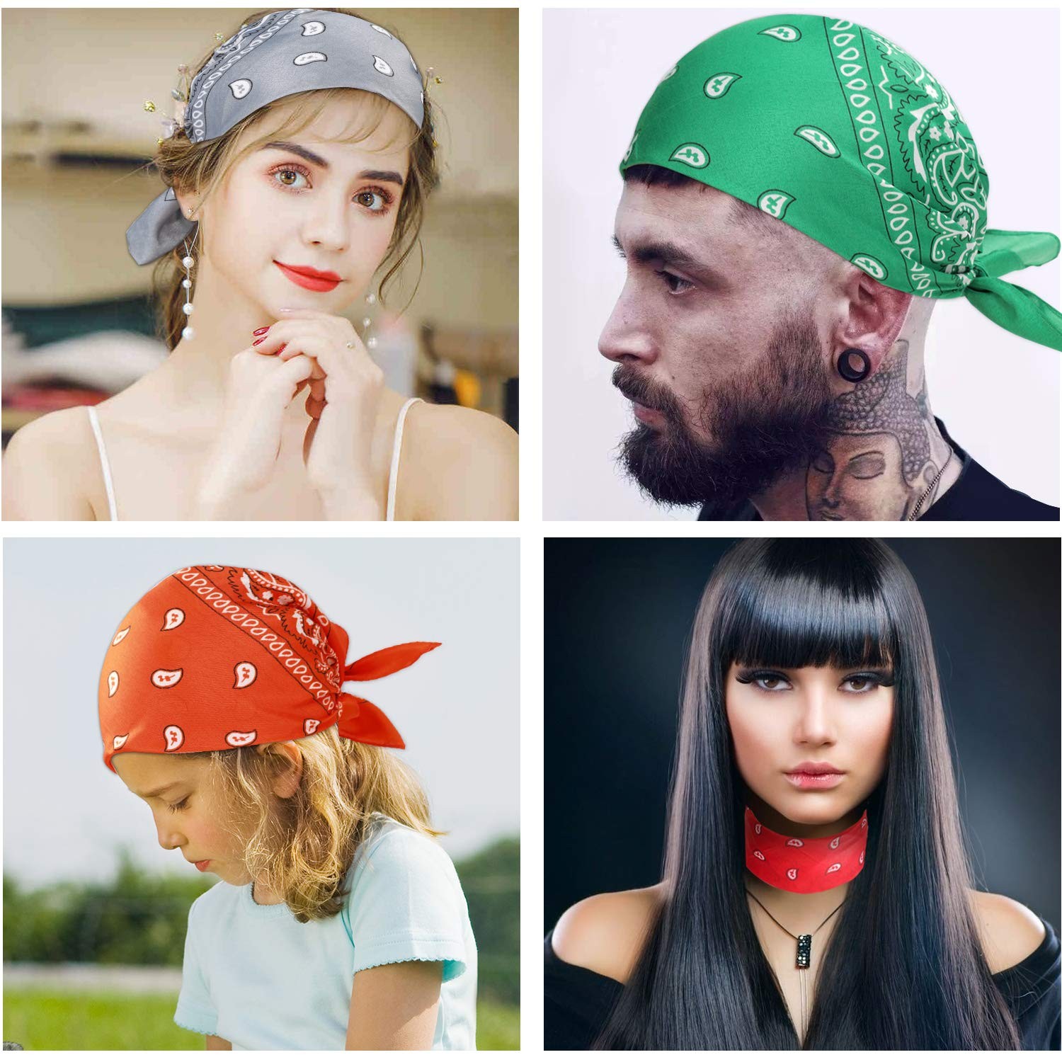 16 Pcs Bandanas Multi-Purpose Bandanas Paisley Cowboy Polyester Headbands 22x22 gallery
