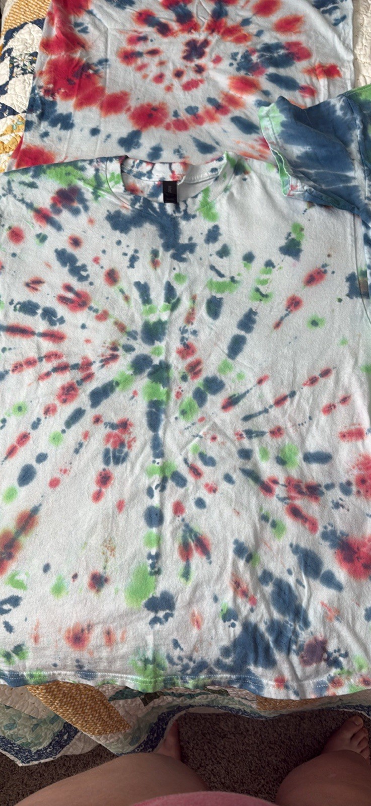 Unisex Adults L Multicolor Tie-Dye Cotton Knit Crew Neck Short Sleeve T-Shirt gallery