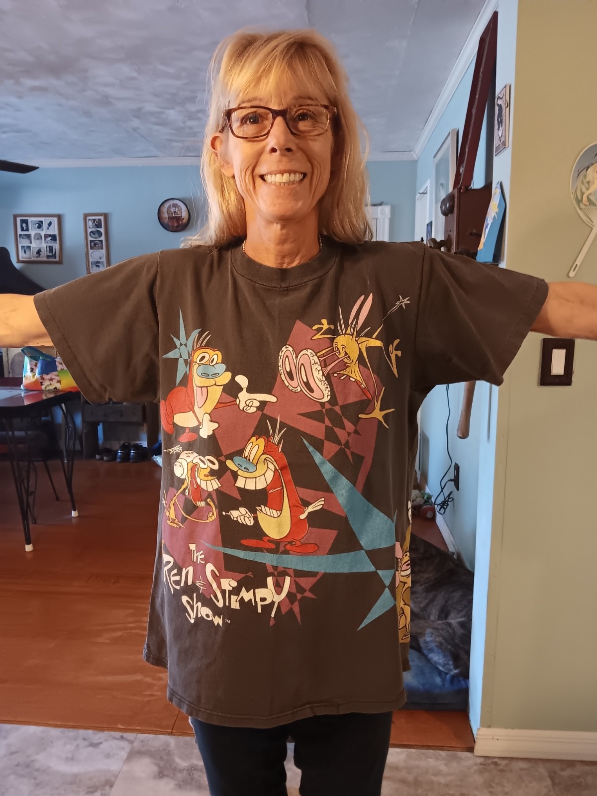 Vintage 1992 Ren and Stimpy back & front print T-Shirt Nickelodeon Nicktoons LG. gallery