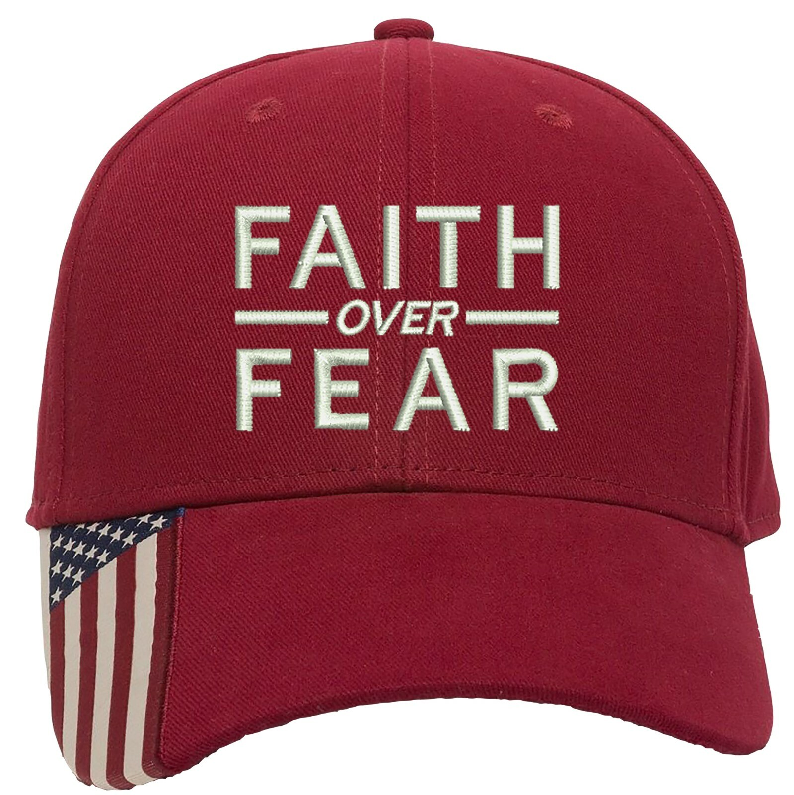 Faith Over Fear Embroidered Structured Adjustable One Size Fits All US Flag Bill gallery