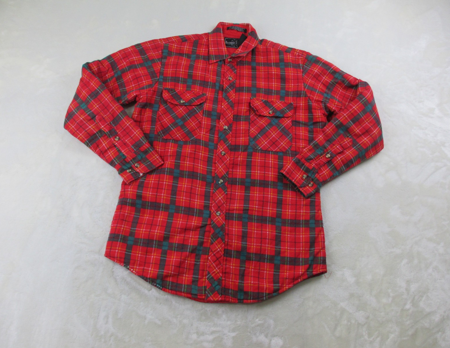 VINTAGE Northwest Territory Shirt Mens Medium Red Flannel Shacket Chore Quilted* gallery