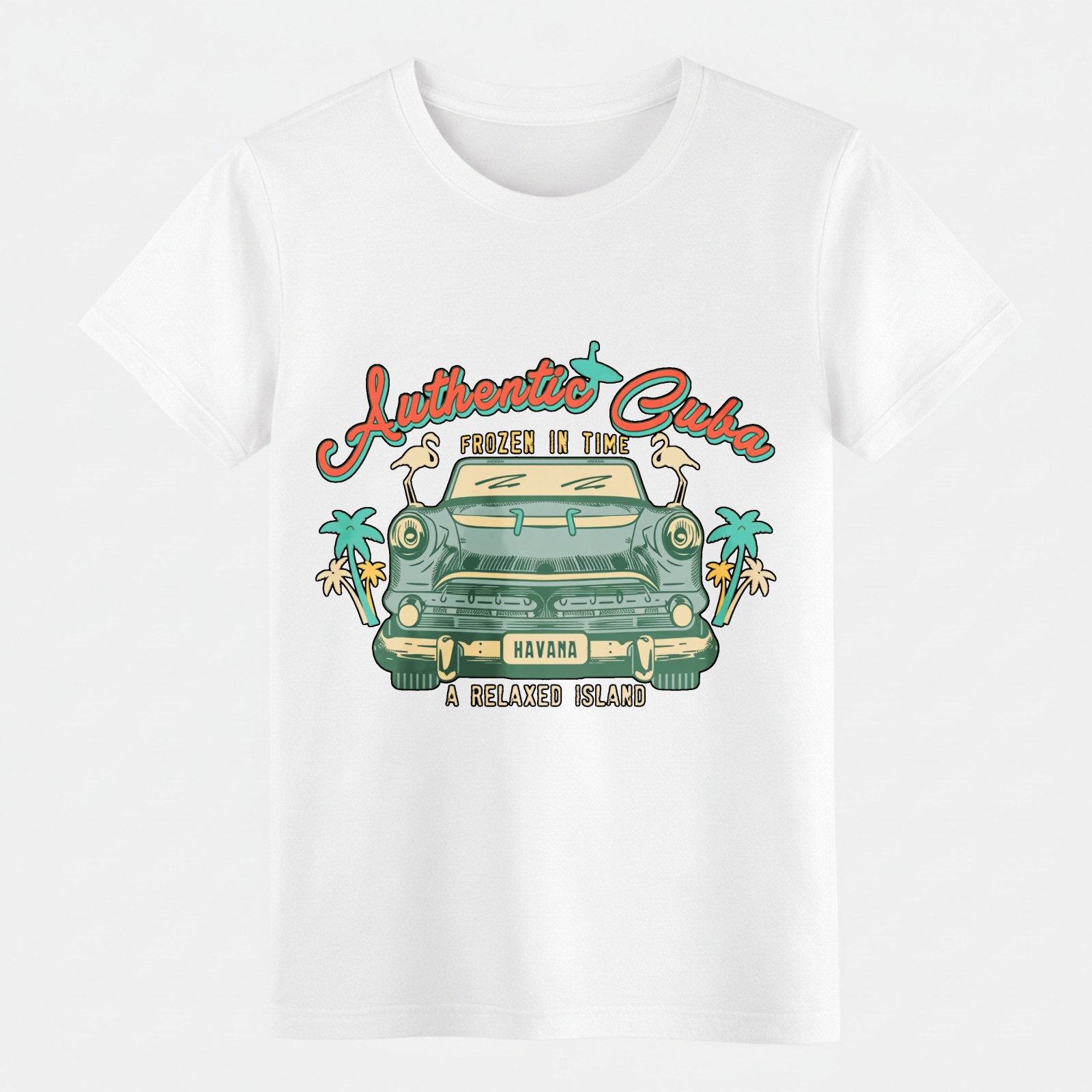 Tropical Cuba Travel Souvenir T-Shirt Palm & Flamingo Print Tee gallery