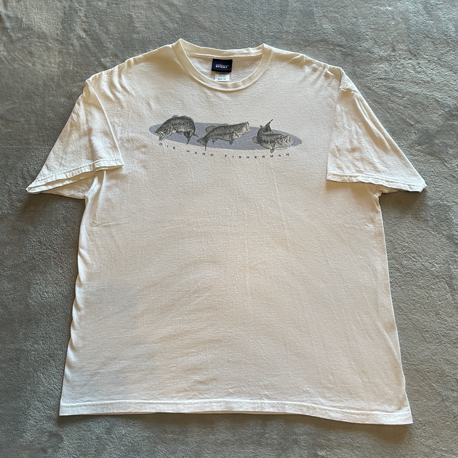 Bass Fishing T-Shirt Men’s XL “Die Hard Fisherman” Dad Lake Beach Fish Outdoors gallery