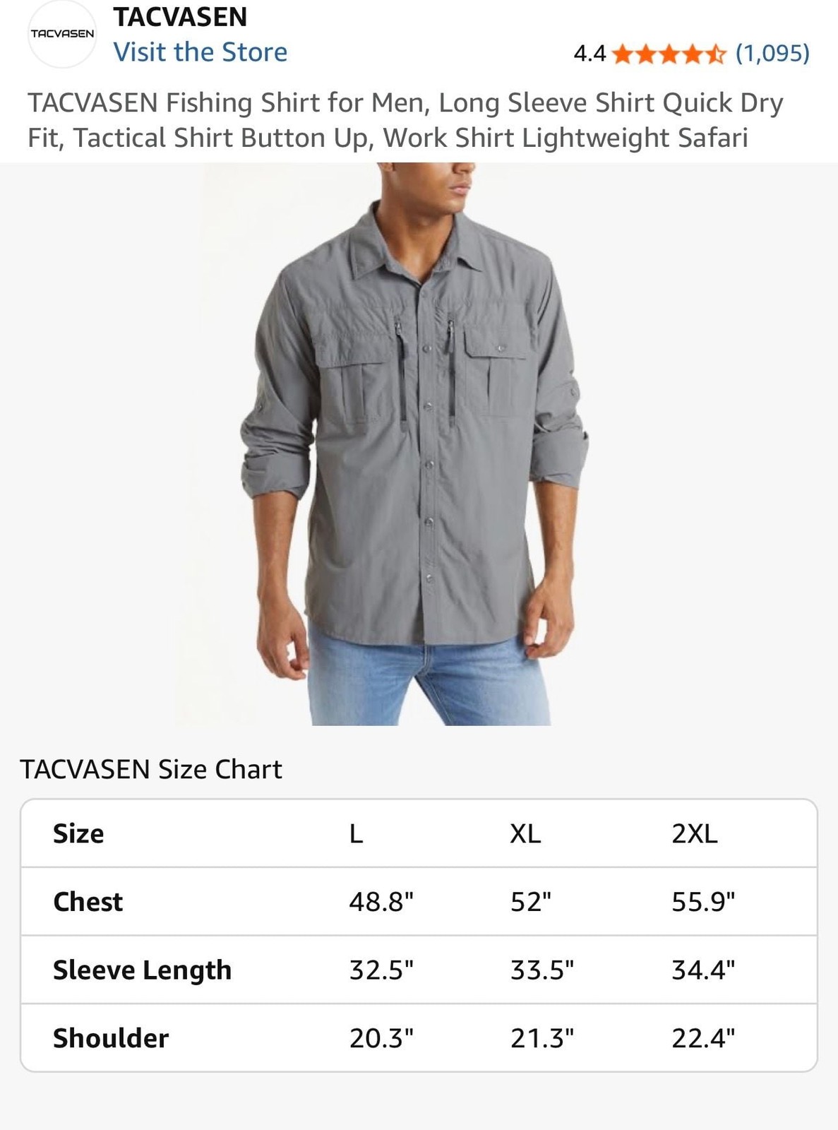 TACVASEN Men's Long Sleeve Quick Dry Tactical Fishing Shirt gallery
