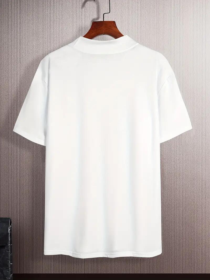Fashion Men High Neck Short Sleeve T-Shirt Sophisticated Soft Fabric White New gallery