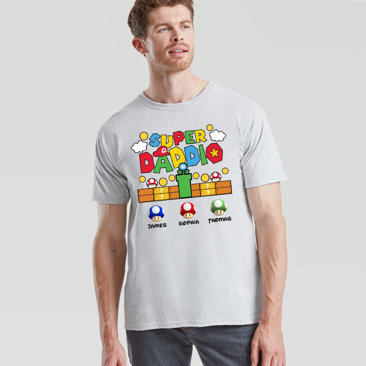 Personalised Super Daddio Mens T Shirt Gaming Fathers Day Mens Graphic Tee gallery