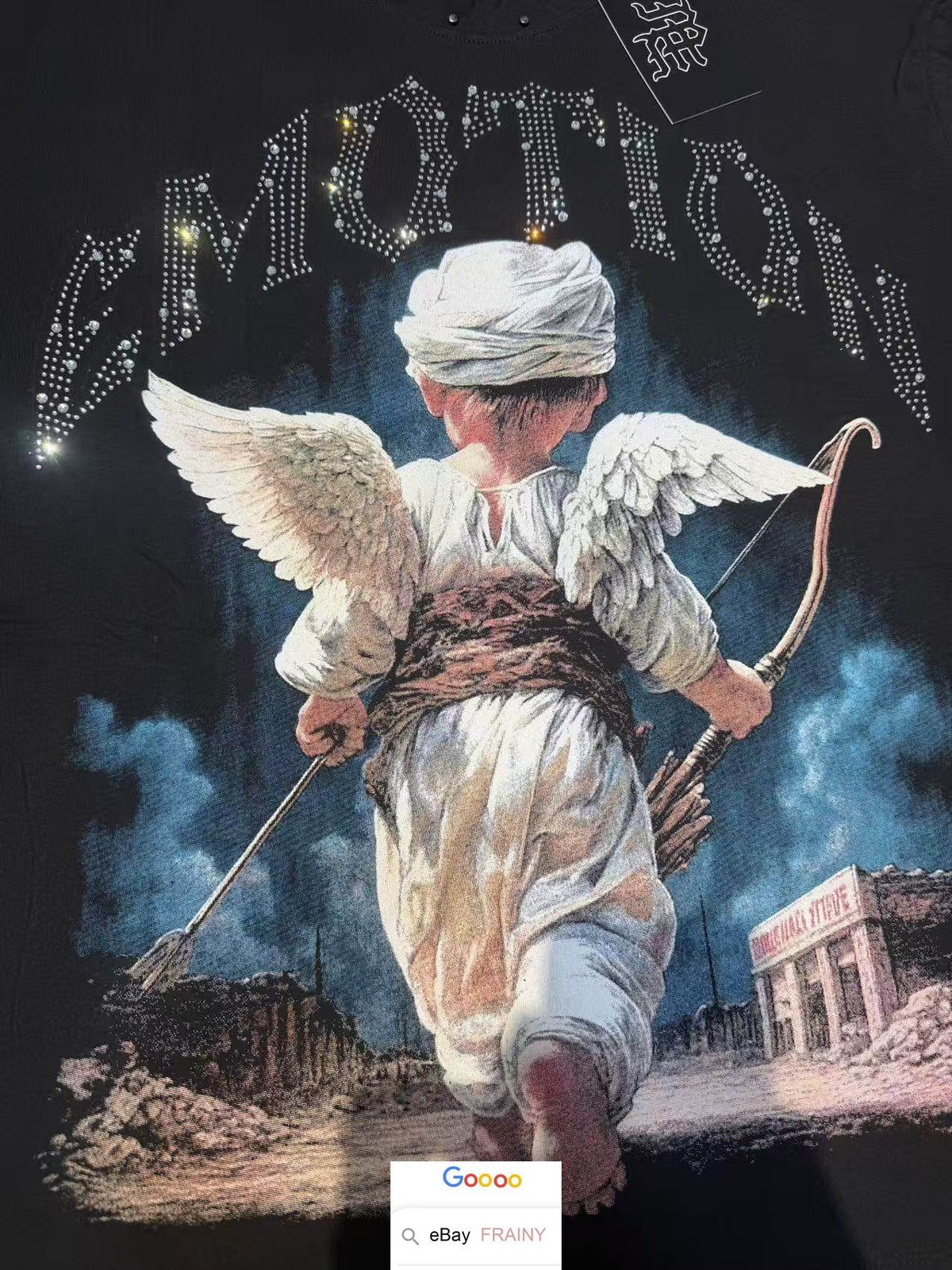 MENS WOMENS SUMMER EMOTION T SHIRT HIGH STREET RHINESTONE ANGEL HIP HOP TOPS TEE gallery
