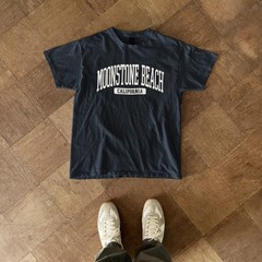 Moonstone Beach California Souvenir Beach, Retro, Vintage Navy Blue Tee