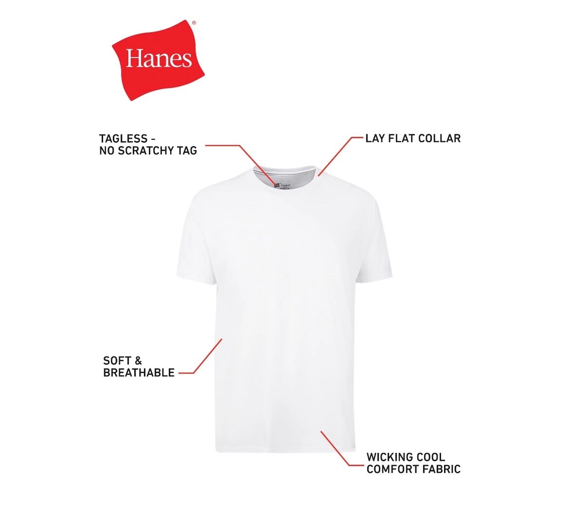 Hanes 2135Z0 T-Shirt for Men, Size L - White gallery