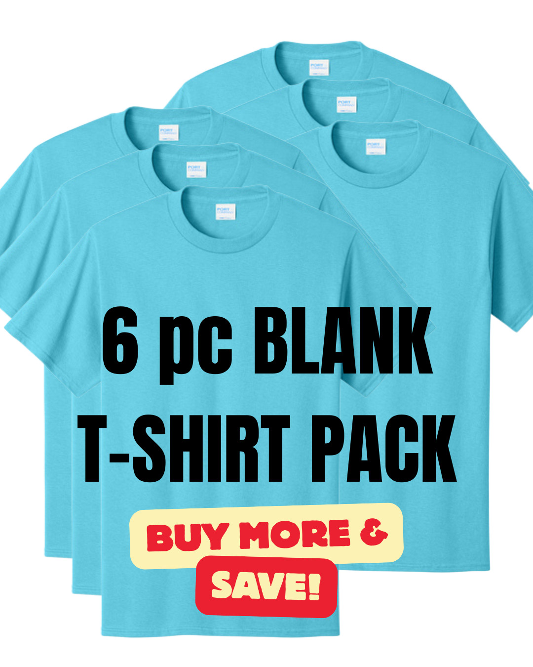 NEW! PC54 Port & Co Cotton Tee - AQUATIC BLUE - Wholesale Lot BLANK gallery