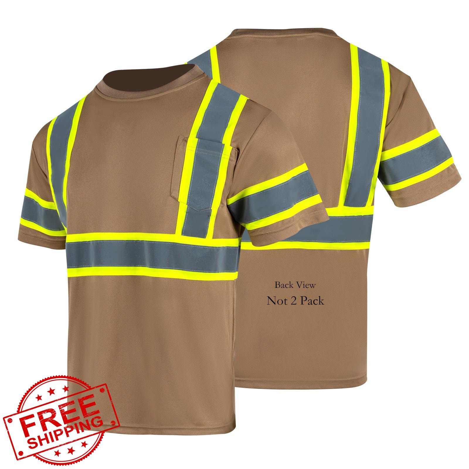 FONIRRA Men's ANSI Class 3 Hi Vis Reflective Shirt Khaki M gallery